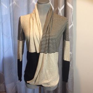 Max Studio Wrap Style Color Block Cardigan Sweater